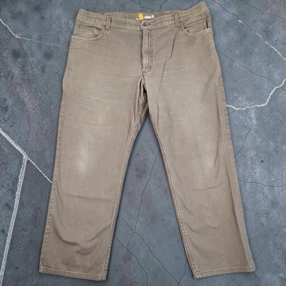 Carhartt Mens Relaxed Fit Rugged Flex Canvas Work Pants Brown 42x30